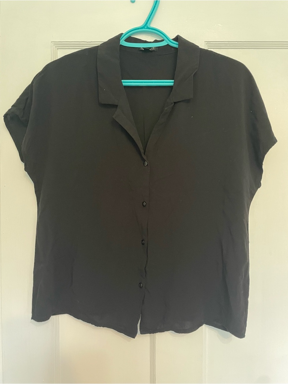 Dynamite Black Button-Front Short Sleeve Blouse - Women
